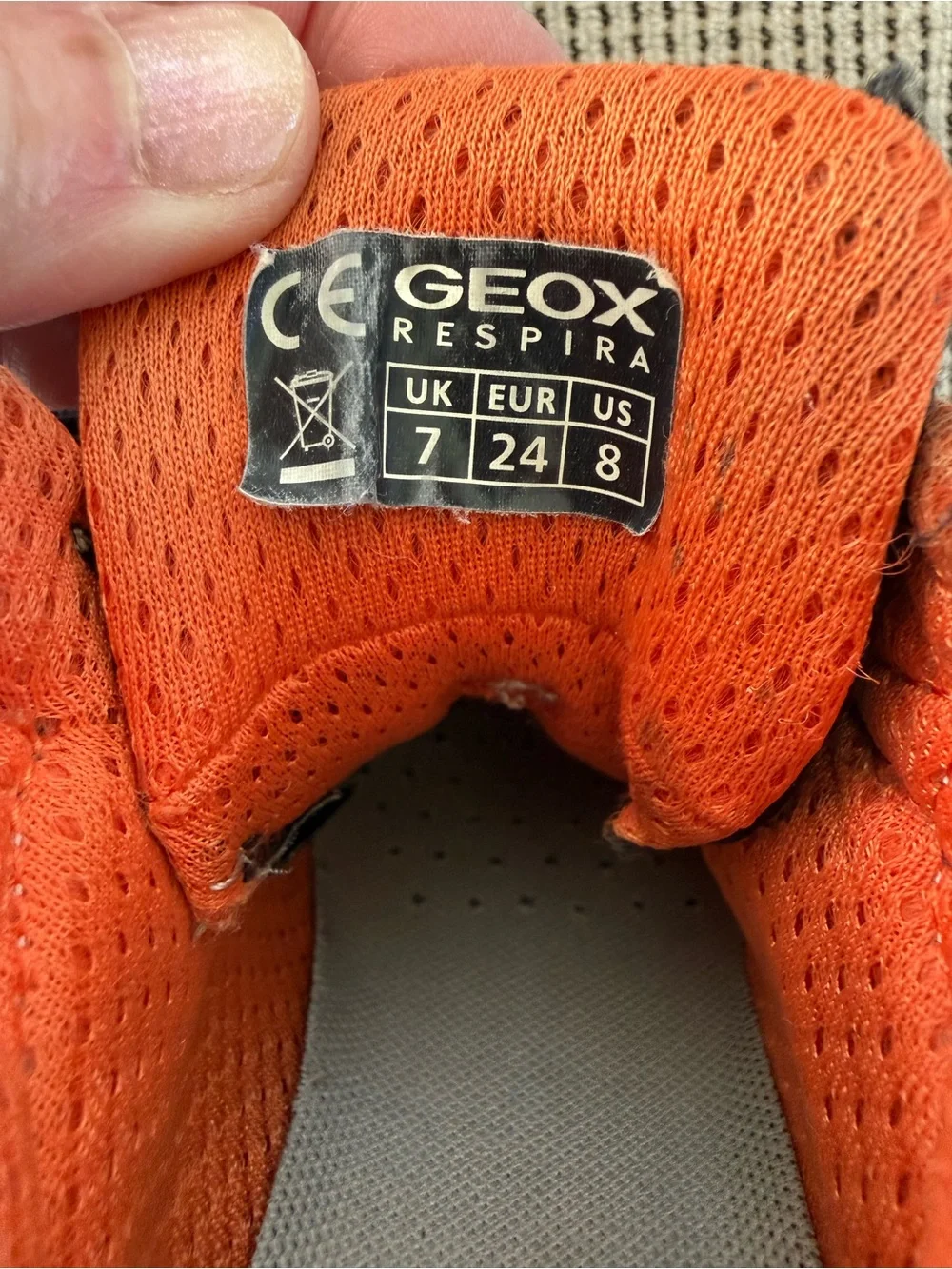 Geox Kids Navy and Orange High-Top Sneakers with Hook-and-Loop Strap